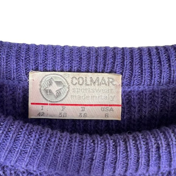 Vintage 80s Colmar Womens Oversized Wool Sweater in Purple Made in Italy Size 6 - Picture 4 of 7